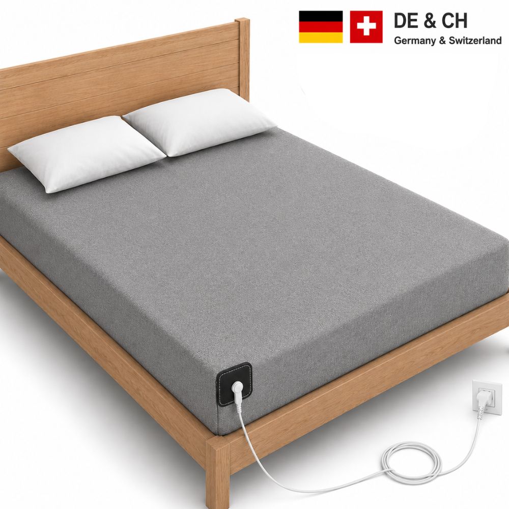 7healthwell EarthSc™ Grounding Fitted Sheet - DE & CH Standard Sizes - Organic Cotton & Silver Fibre (Grey/White)