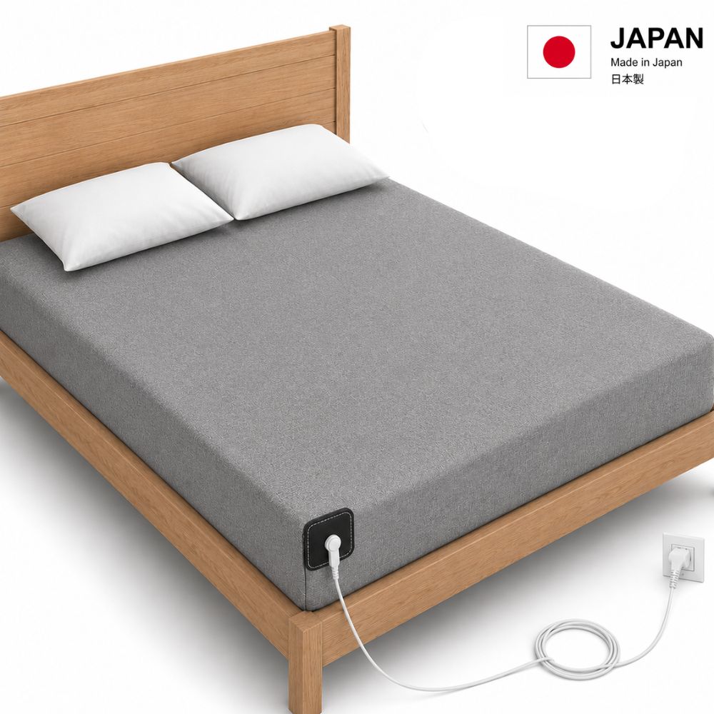 7healthwell EarthSc™ Grounding Fitted Sheet - Japan Standard Sizes - Organic Cotton & Silver Fibre (Grey/White)