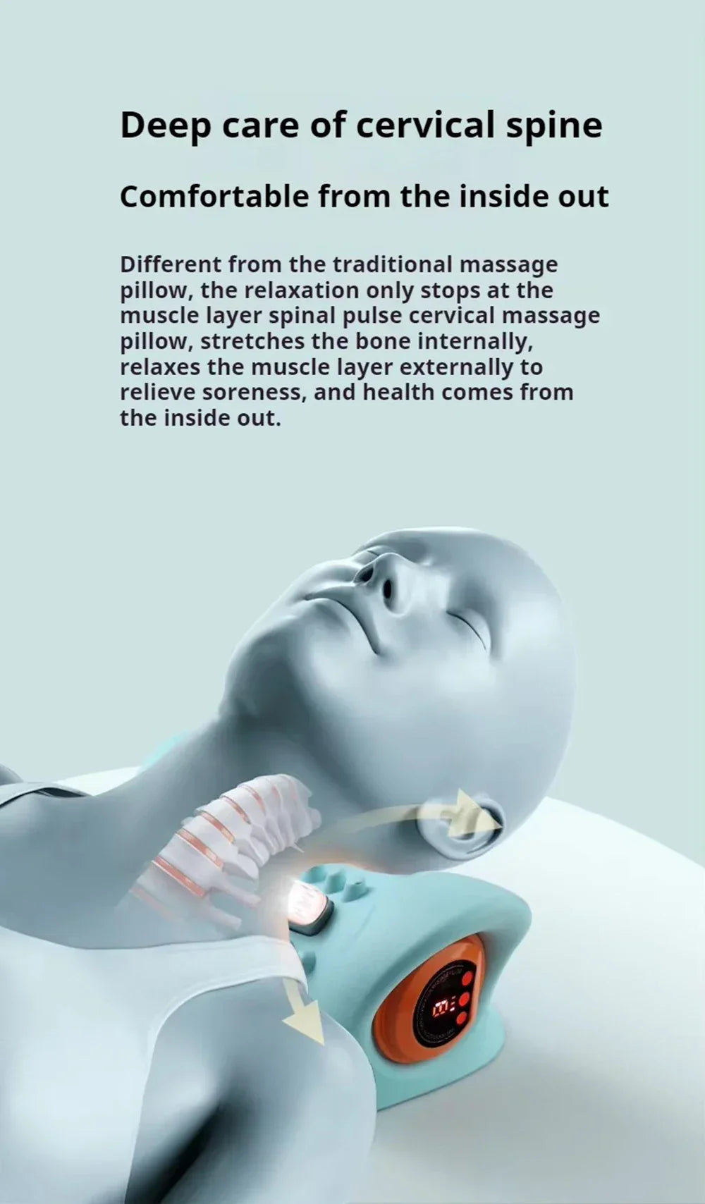 Heated Electric Cervical Neck Massager Pillow with Acupoint Massage for Pain Relief and Neck Stretching