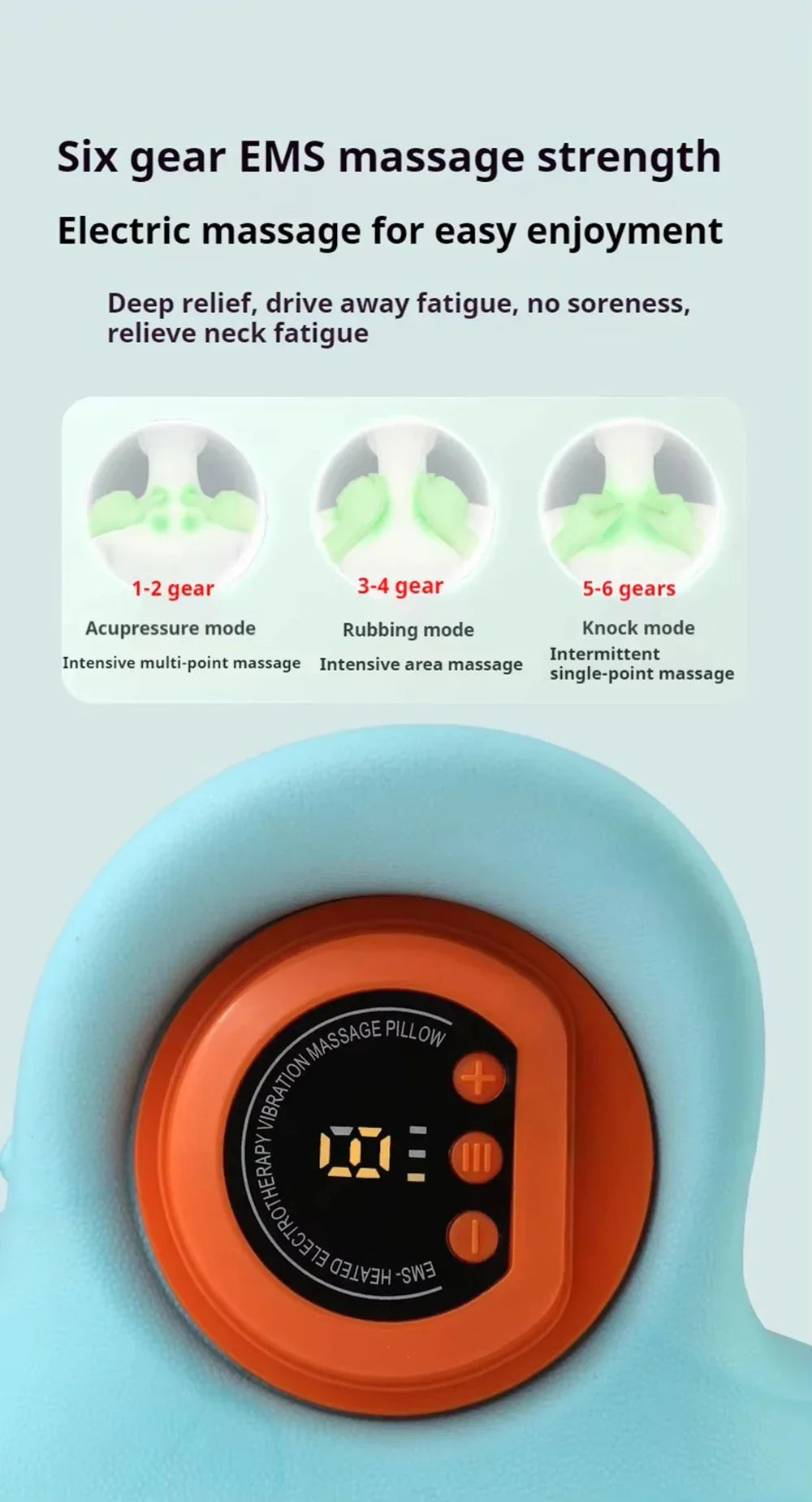 Heated Electric Cervical Neck Massager Pillow with Acupoint Massage for Pain Relief and Neck Stretching