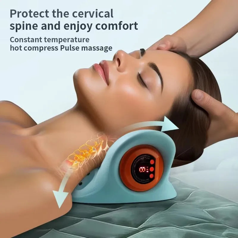 Heated Electric Cervical Neck Massager Pillow with Acupoint Massage for Pain Relief and Neck Stretching