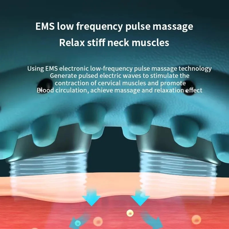 Heated Electric Cervical Neck Massager Pillow with Acupoint Massage for Pain Relief and Neck Stretching