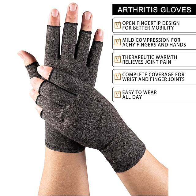 Copper Compression Arthritis Gloves for Hand Pain Relief - Fingerless Support for Typing & Carpal Tunnel