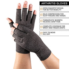 Copper Compression Arthritis Gloves for Hand Pain Relief - Fingerless Support for Typing & Carpal Tunnel