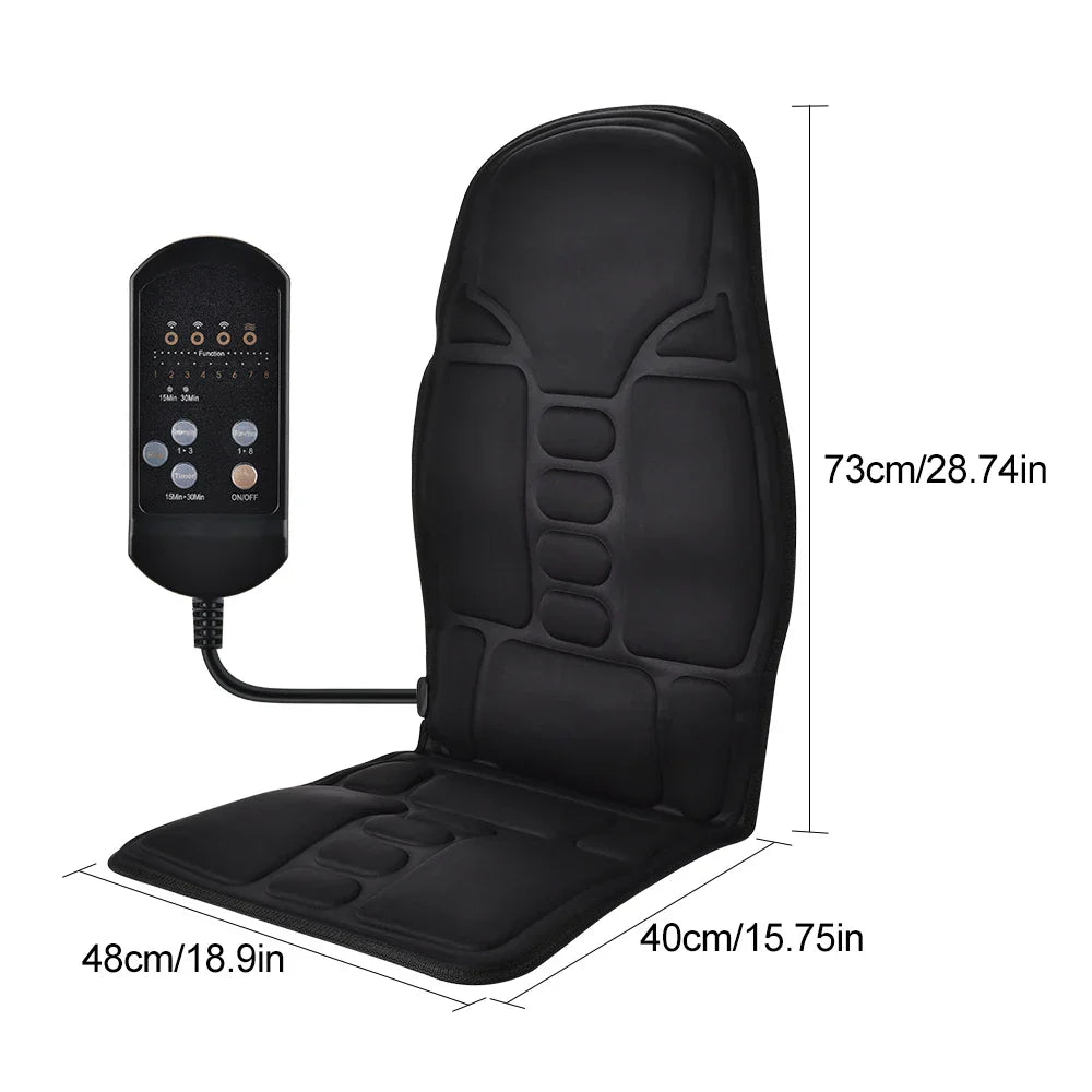 Infrared Electric Back Massager, Full-Body Massage Chair Cushion with Heat, Vibrator for Car, Home, Office - Lumbar & Neck Support