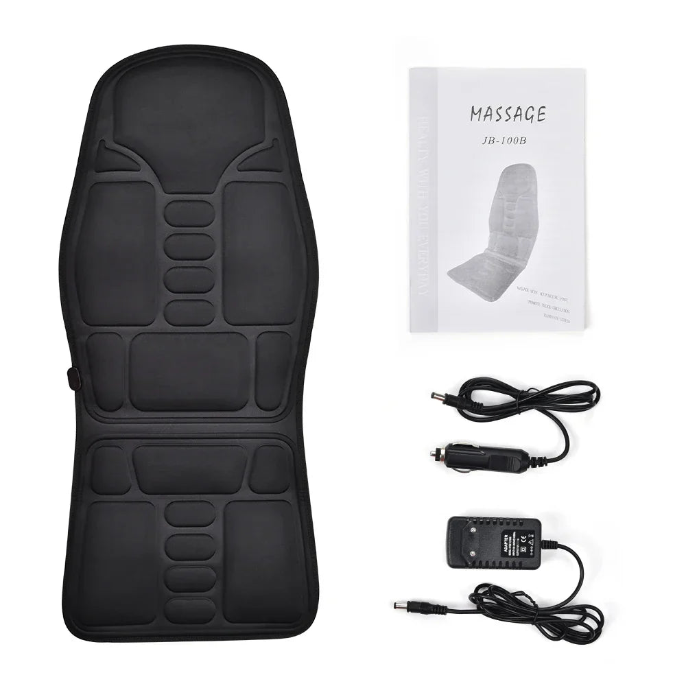 Infrared Electric Back Massager, Full-Body Massage Chair Cushion with Heat, Vibrator for Car, Home, Office - Lumbar & Neck Support
