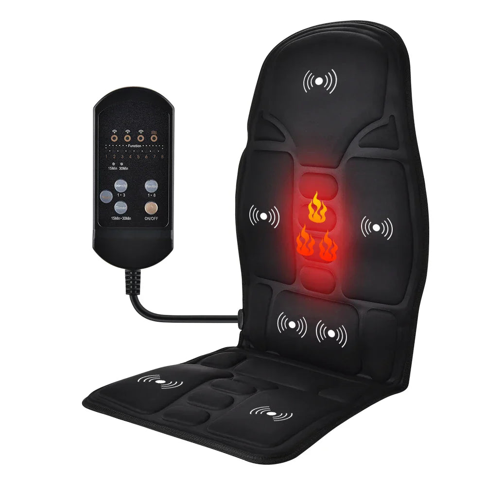 Infrared Electric Back Massager, Full-Body Massage Chair Cushion with Heat, Vibrator for Car, Home, Office - Lumbar & Neck Support