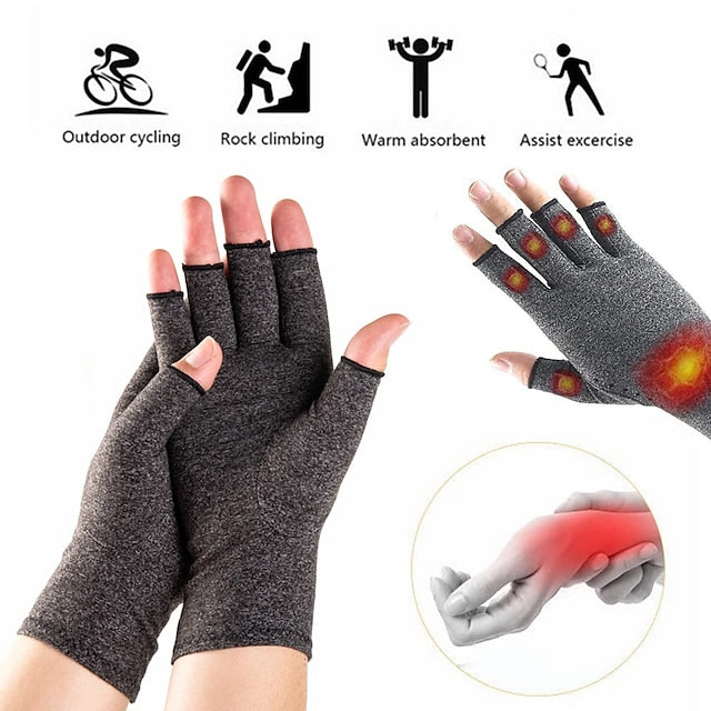 Copper Compression Arthritis Gloves for Hand Pain Relief - Fingerless Support for Typing & Carpal Tunnel