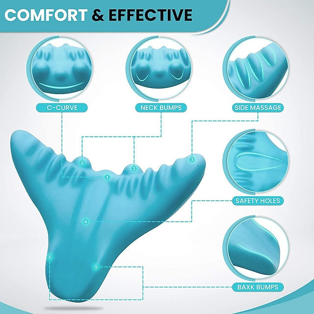 Cervical Spine Massage Pillow - Portable Neck & Shoulder Relaxer for TMJ Pain Relief & Alignment