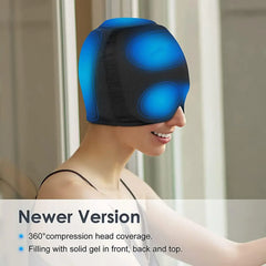 Migraine Relief Hat - Gel Ice Cap for Headache, Hot & Cold Therapy, Pain Relief, Includes Eye Mask