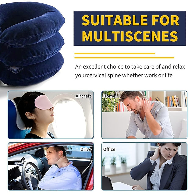 Adjustable Cervical Neck Traction Device for Pain Relief, Inflatable Neck Stretcher & Pillow