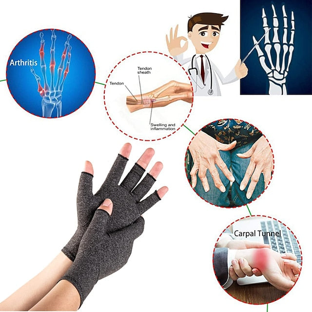 Copper Compression Arthritis Gloves for Hand Pain Relief - Fingerless Support for Typing & Carpal Tunnel