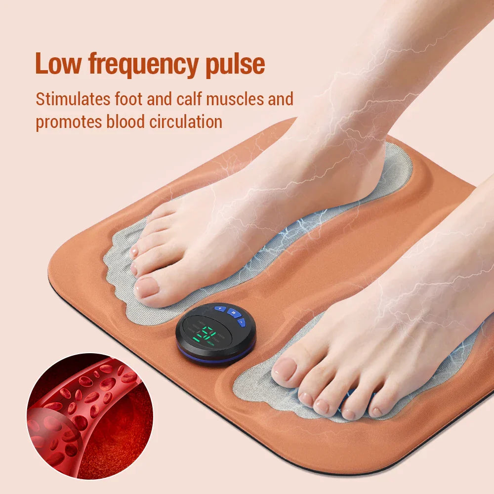 Rechargeable 3D Smart Foot Massage Pad with 6 Modes, 15 Levels for Blood Circulation, Muscle Relaxation & Slimming Legs