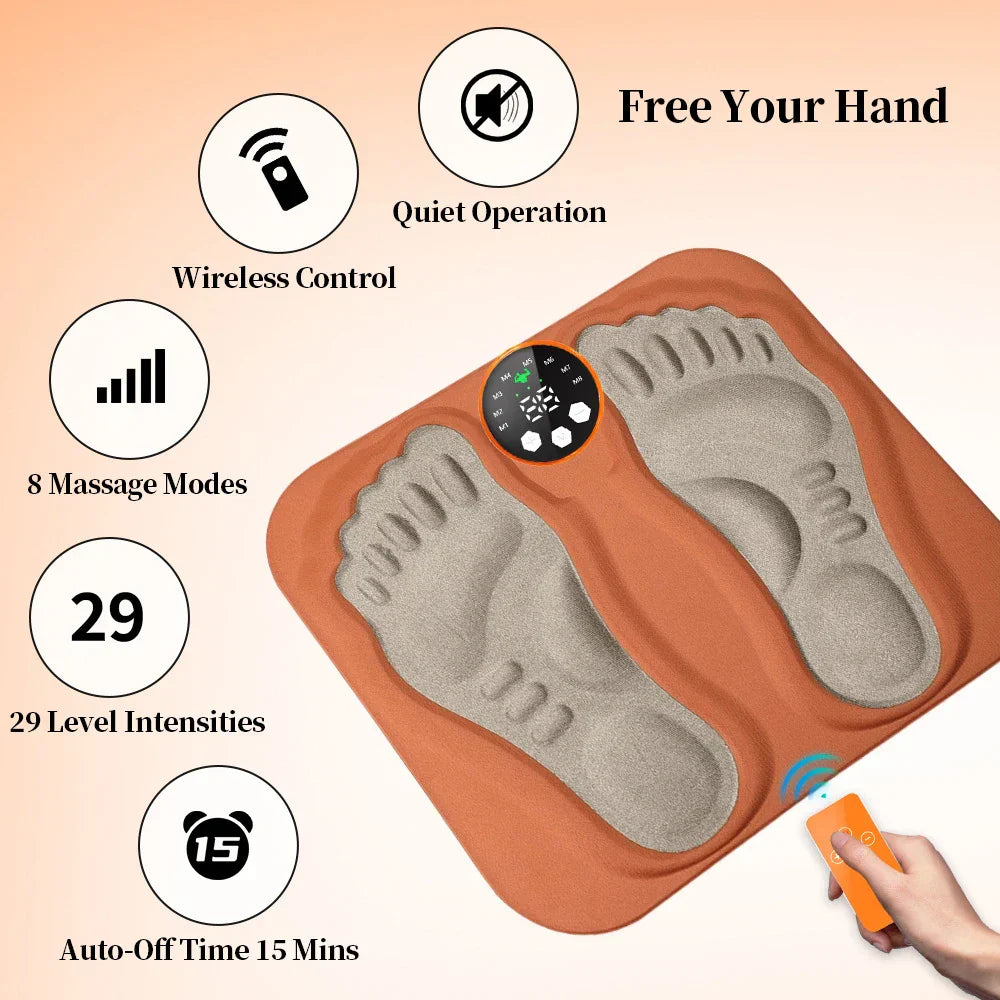 Rechargeable 3D Smart Foot Massage Pad with 6 Modes, 15 Levels for Blood Circulation, Muscle Relaxation & Slimming Legs