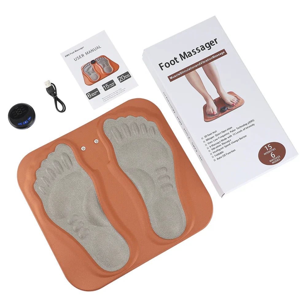 Rechargeable 3D Smart Foot Massage Pad with 6 Modes, 15 Levels for Blood Circulation, Muscle Relaxation & Slimming Legs