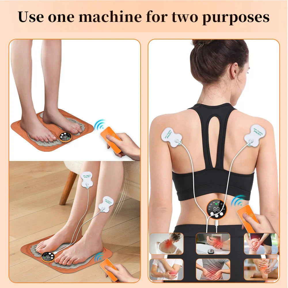 Rechargeable 3D Smart Foot Massage Pad with 6 Modes, 15 Levels for Blood Circulation, Muscle Relaxation & Slimming Legs