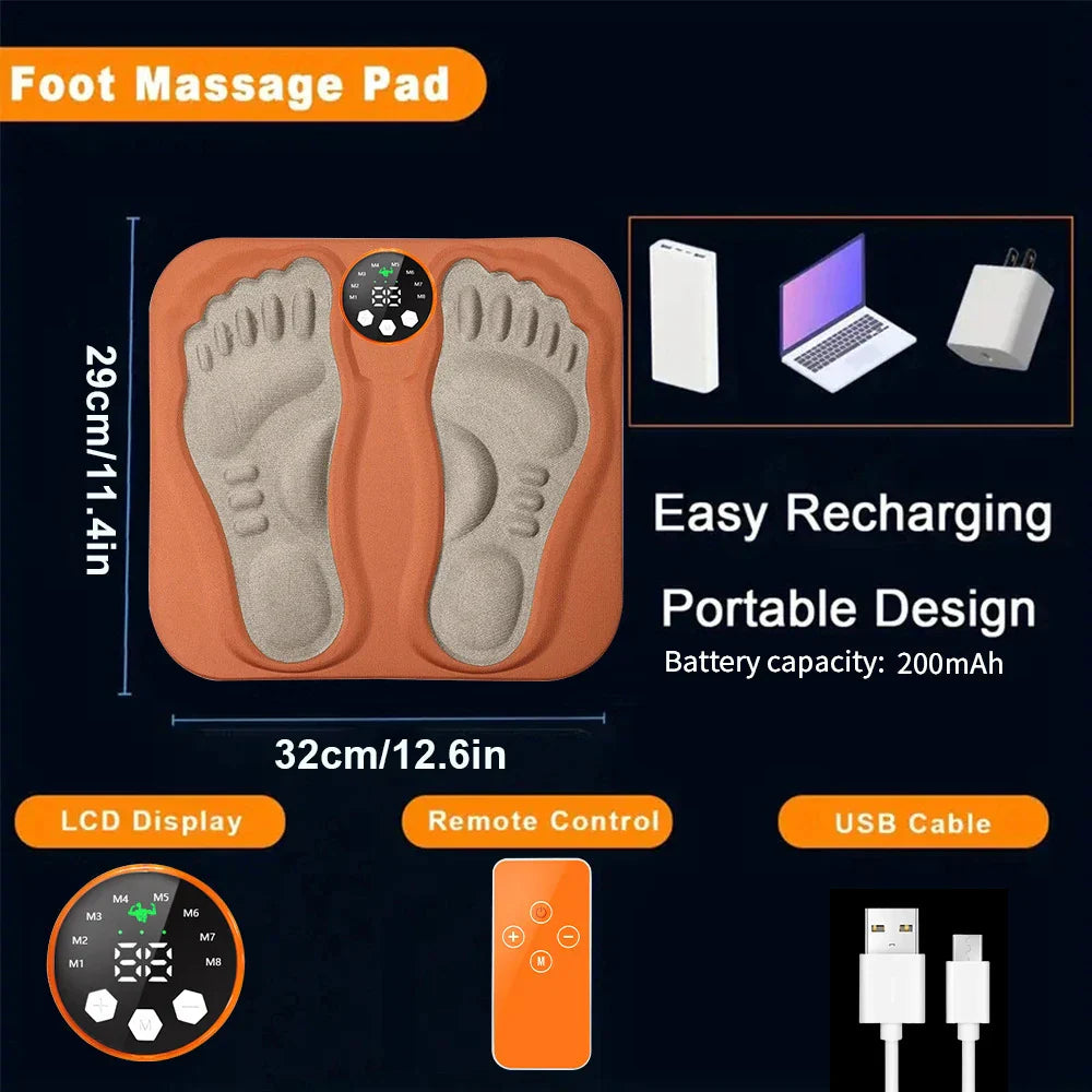 Rechargeable 3D Smart Foot Massage Pad with 6 Modes, 15 Levels for Blood Circulation, Muscle Relaxation & Slimming Legs