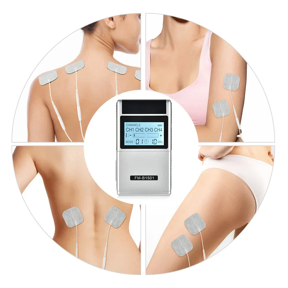 Rechargeable EMS TENS Machine, 15 Modes, Muscle Nerve Stimulator, Physiotherapy Pulse Electrodes, Pain Relief Massager