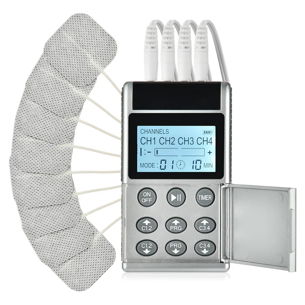 Rechargeable EMS TENS Machine, 15 Modes, Muscle Nerve Stimulator, Physiotherapy Pulse Electrodes, Pain Relief Massager