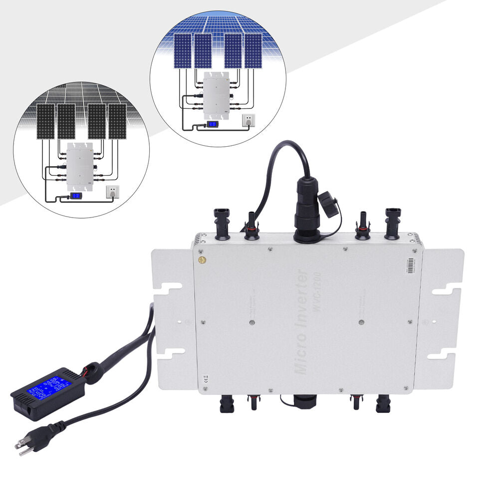 1200W Solar Micro Inverter Grid Tie MPPT Pure Sine Wave DC to AC Waterproof 110V US