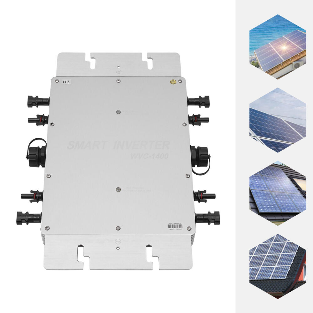 1400W Waterproof Solar Micro Inverter, Grid Tie, MPPT, Pure Sine Wave, DC to AC 110V