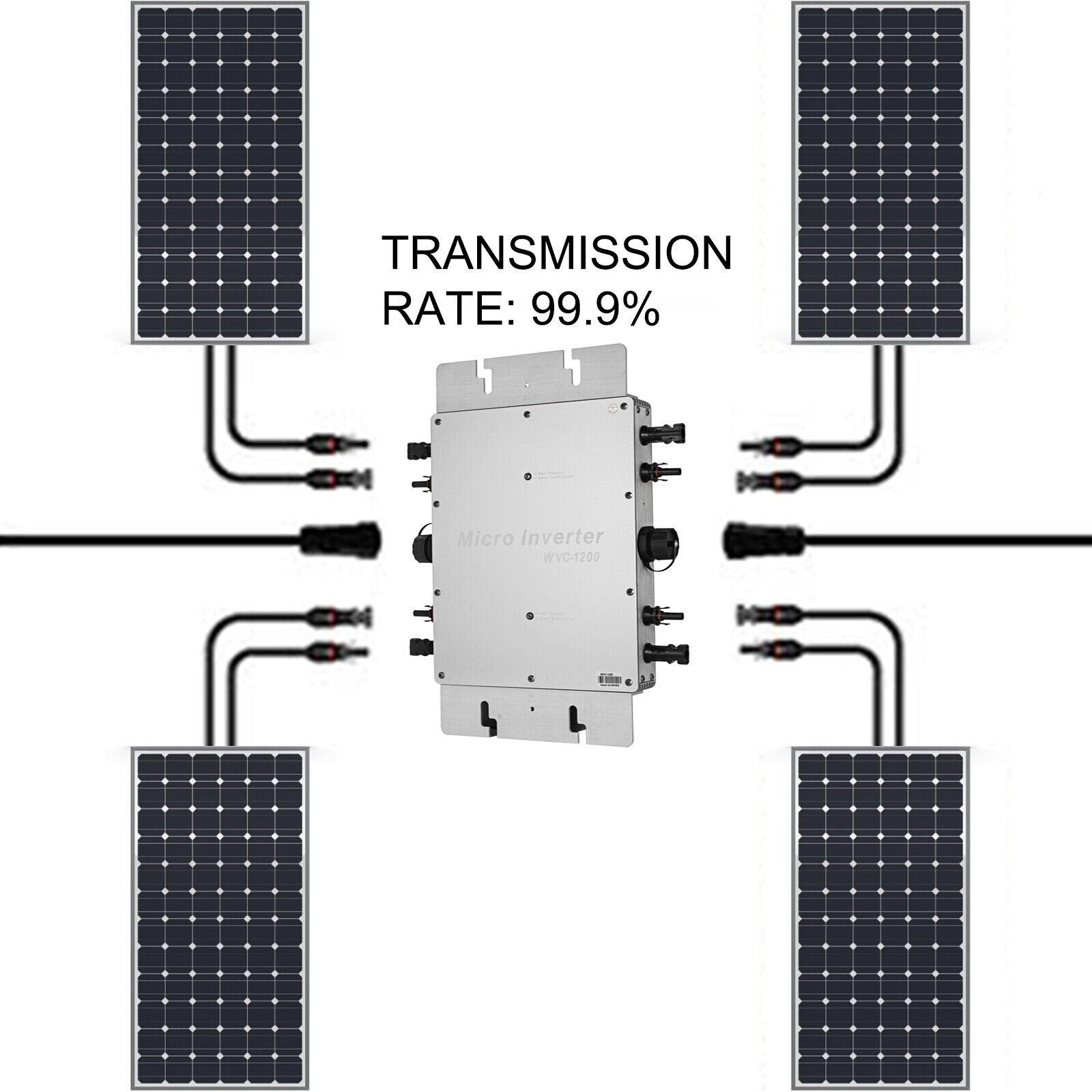 1200W Solar Micro Inverter, Grid Tie MPPT, DC 22-50V to AC 220V, Waterproof