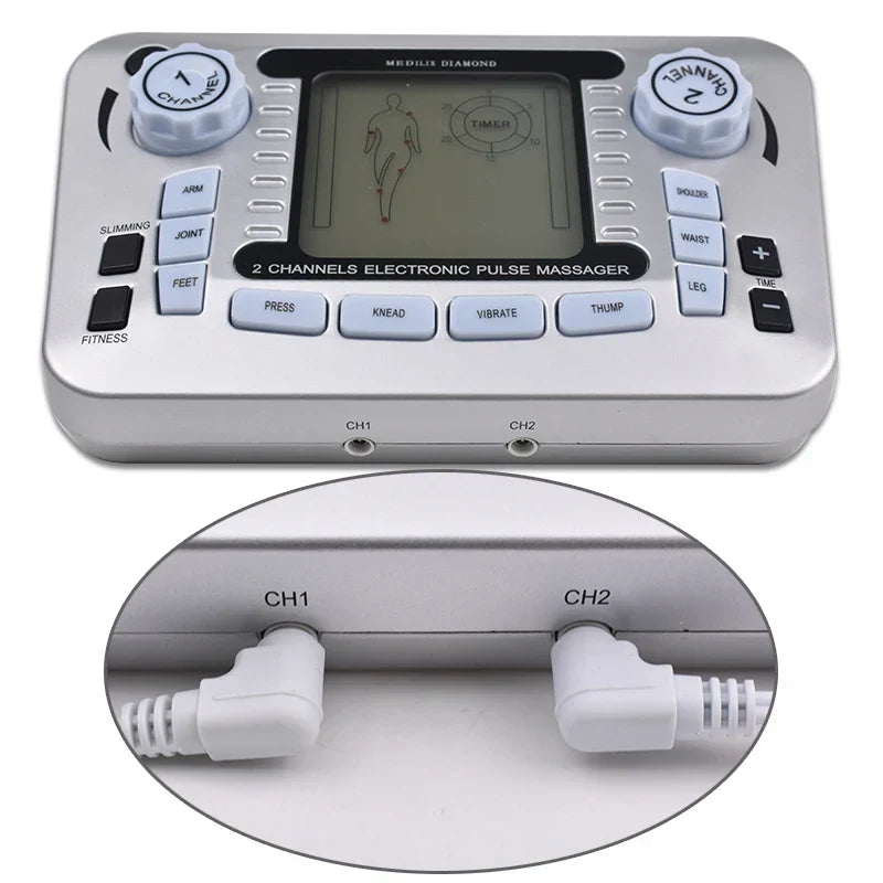 TENS EMS Muscle Stimulator with Acupuncture Pads, Low Frequency Pulse Physiotherapy Slimming Machine