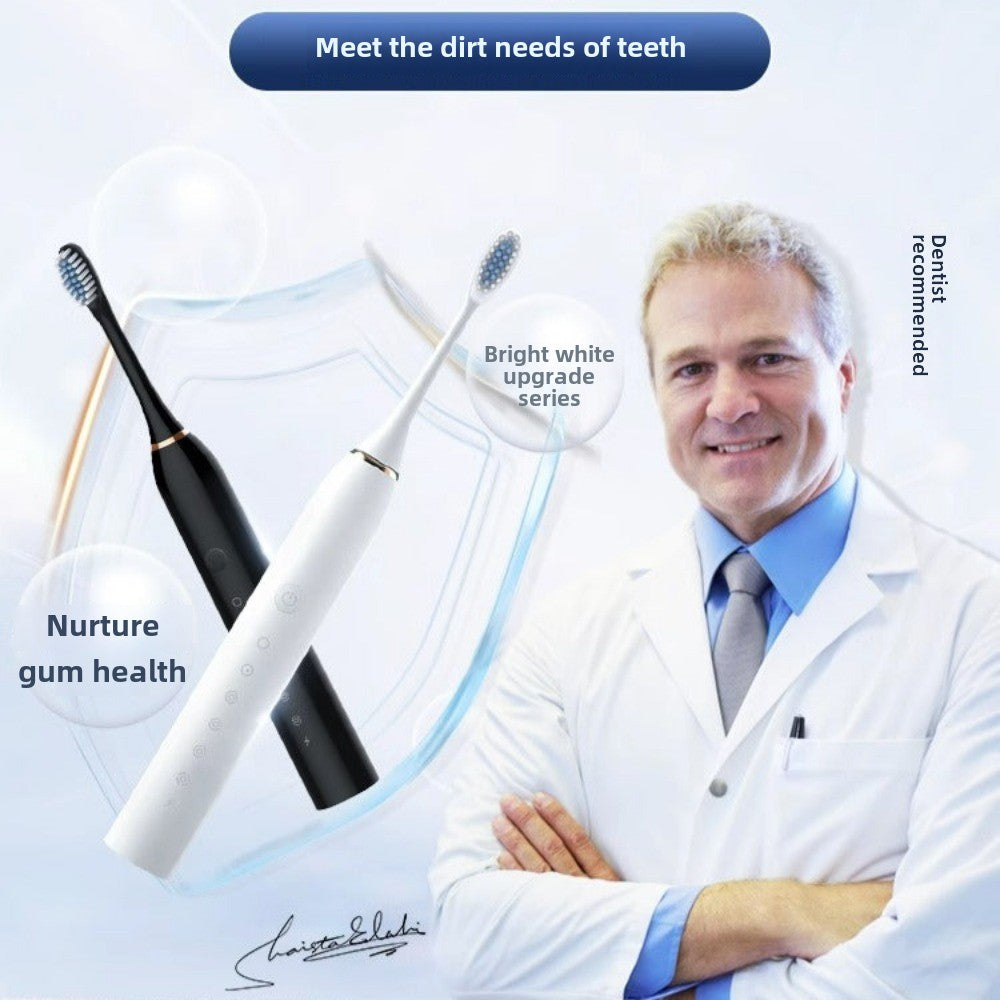 Adult Sonic Electric Toothbrush - USB Rechargeable with 8 Replacement Heads