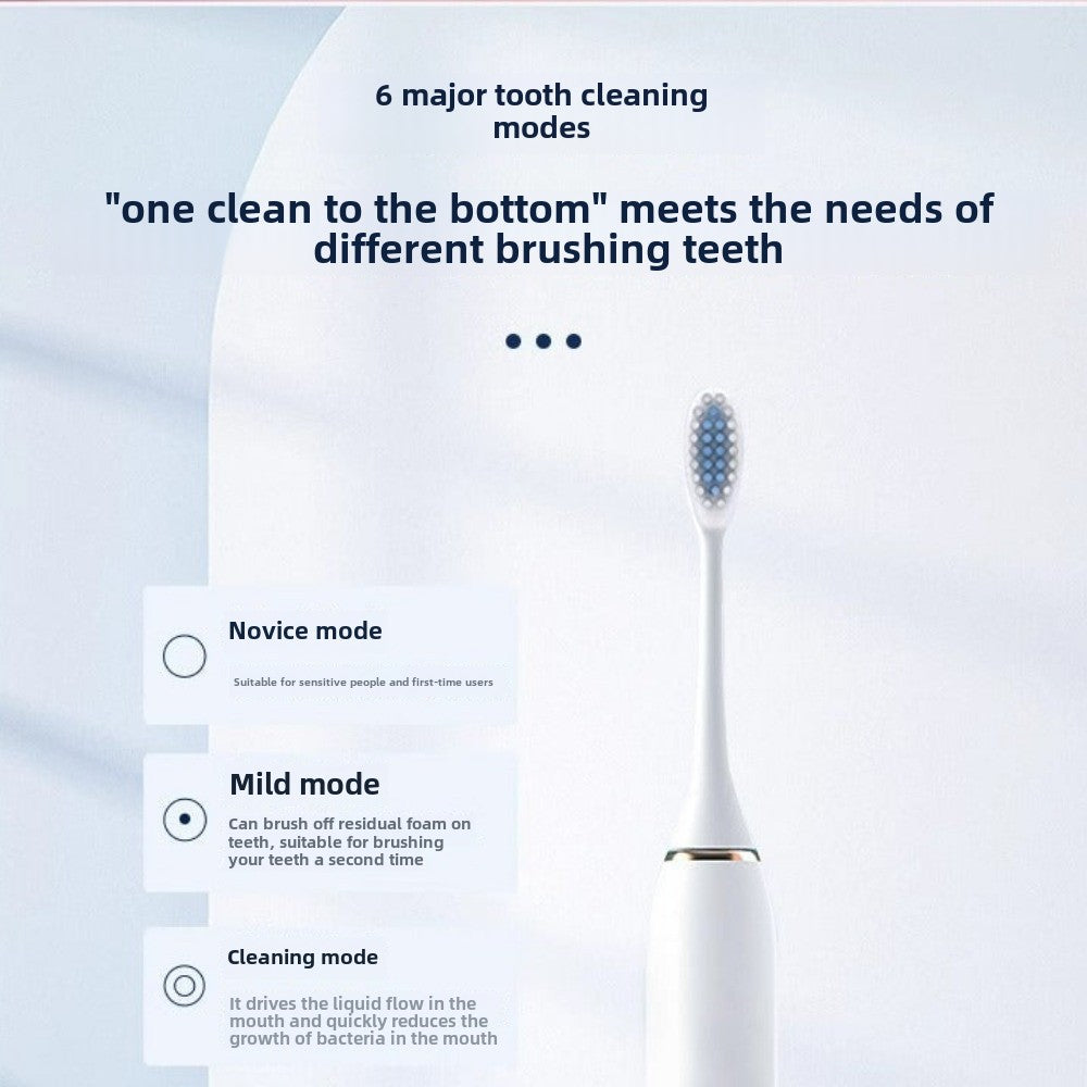 Adult Sonic Electric Toothbrush - USB Rechargeable with 8 Replacement Heads