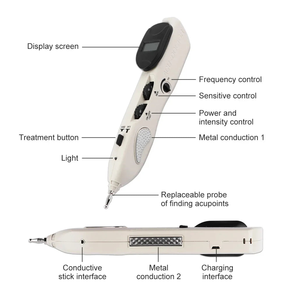 USB Rechargeable Acupuncture Pen, Automatic Point Detector, Electric Acupressure Massager