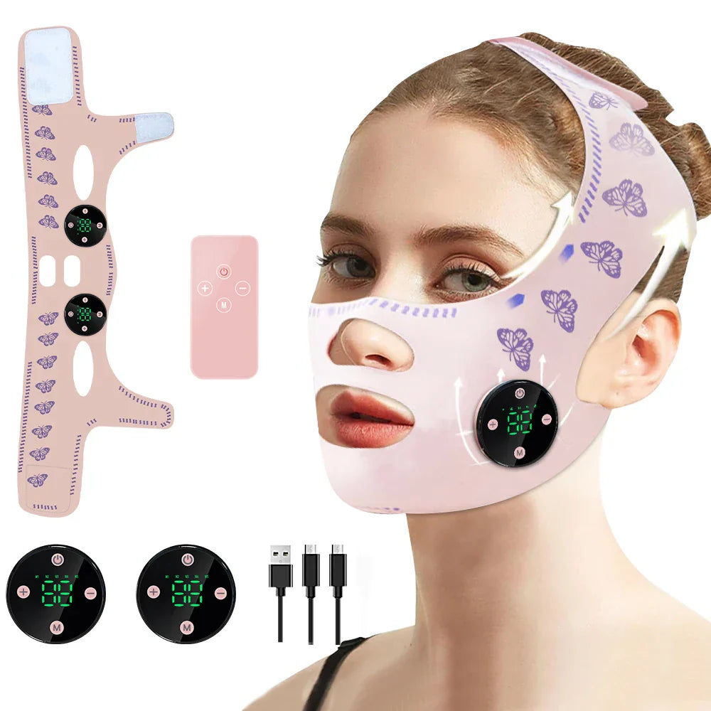 USB Rechargeable EMS Facial Slimming Strap, Face Lift, Cheek Lifter, Reduce Double Chin, Head Massage