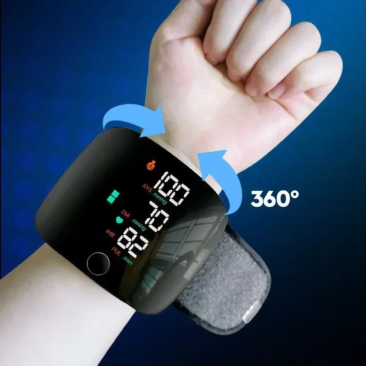 USB Rechargeable Wrist Blood Pressure Monitor with LED Display, Fast Measurement, Heart Rate Detection