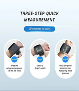 USB Rechargeable Wrist Blood Pressure Monitor with LED Display, Fast Measurement, Heart Rate Detection