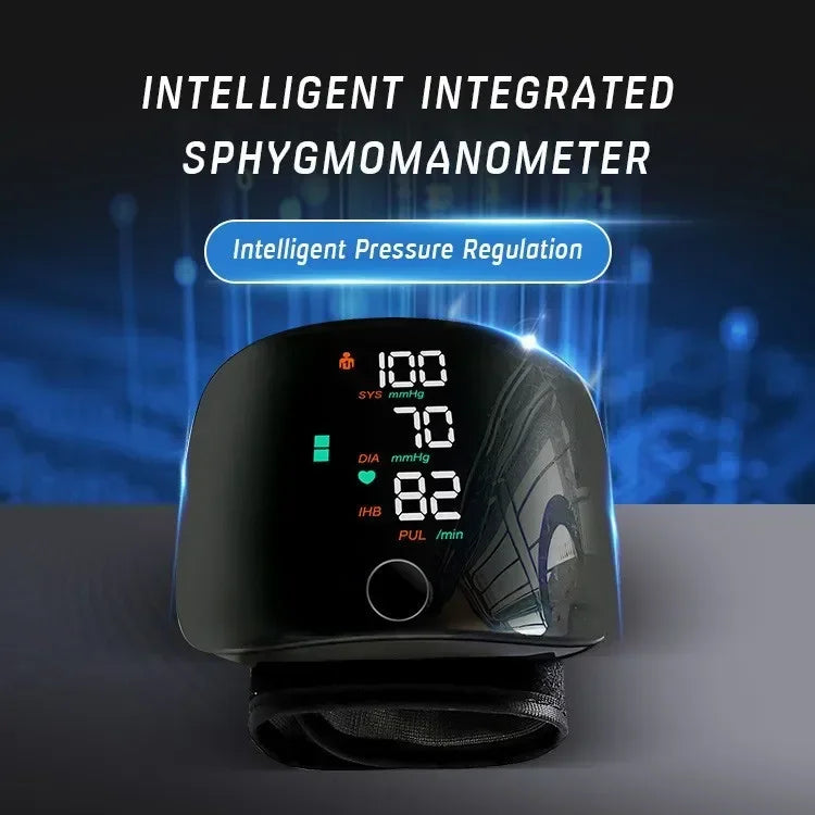 USB Rechargeable Wrist Blood Pressure Monitor with LED Display, Fast Measurement, Heart Rate Detection