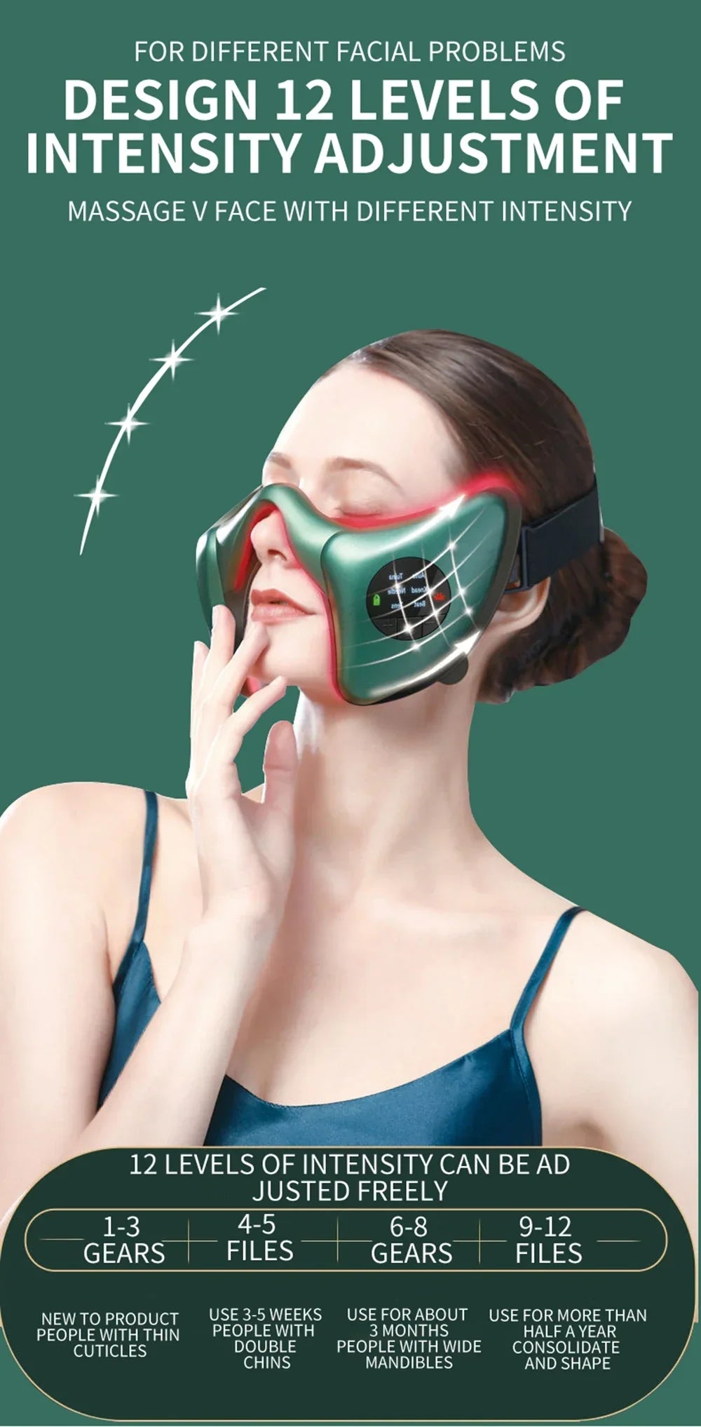 V-Shaped Facial Massager, Lift & Tighten Muscles, Mandibular Weight Loss, Face Care Phototherapy