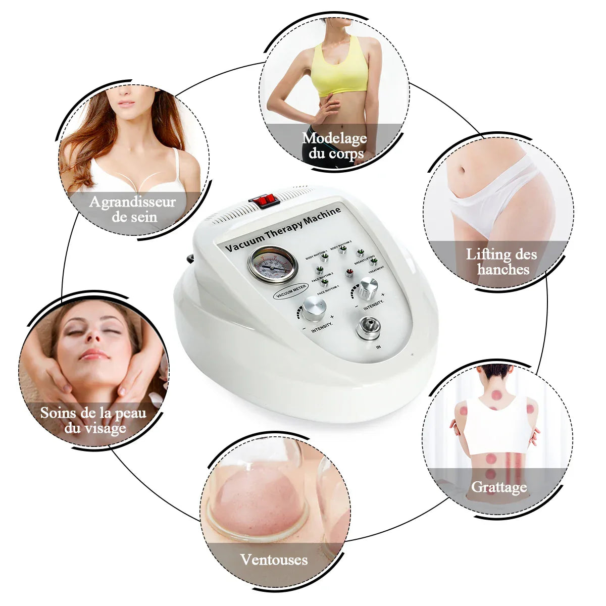 Vacuum Massage Beauty Machine for Face Lifting, Breast & Butt Enlargement, Body Shaping