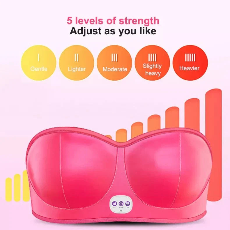 Wireless Electric Breast Massage Bra with Hot Compress for Enhancement and Lift