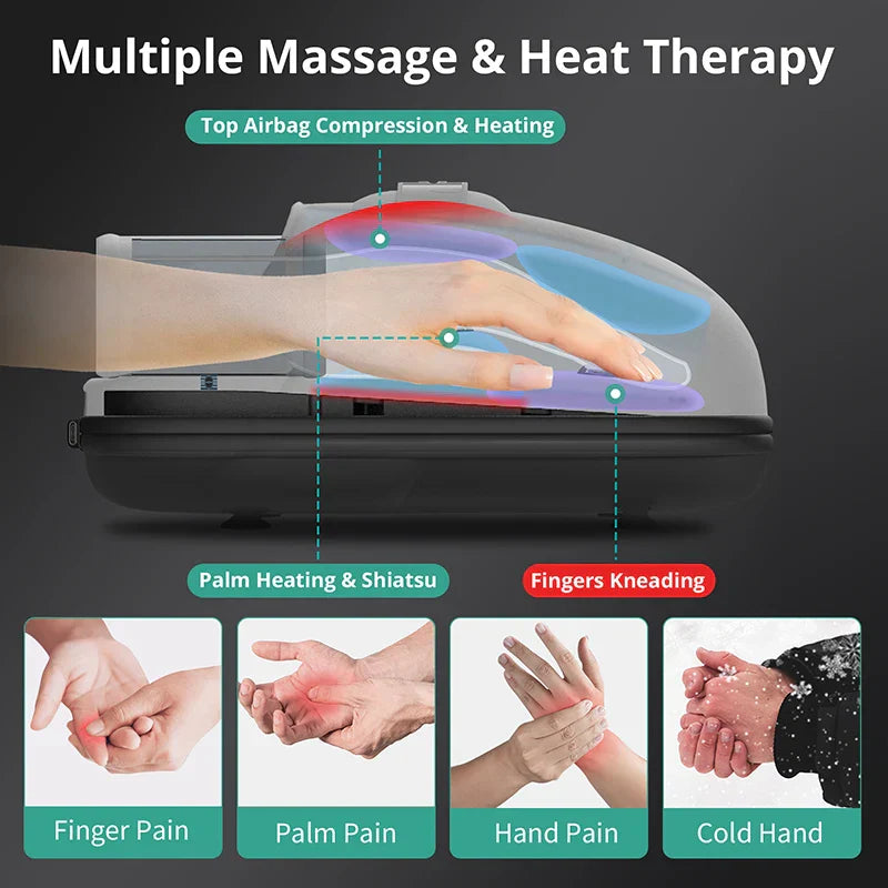 Wireless Electric Hand Massager with Air Compression, Hot Compress for Arthritis and Muscle Relaxation Updated version