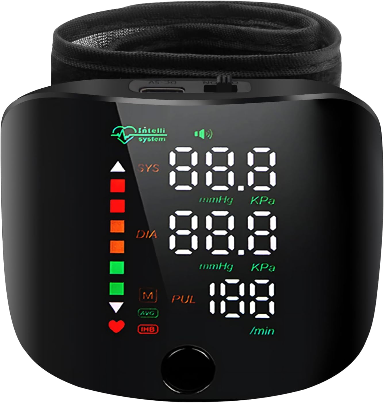 Wrist Blood Pressure Monitor with LED Display, Touch Screen, 99x2 Memory, and Carrying Case