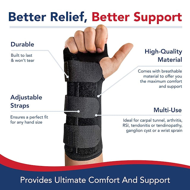 Adjustable Carpal Tunnel Wrist Brace for Night Support & Sleep, Fits Any Hand