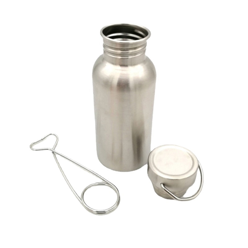 Bushcraft Stainless Steel Water Bottle with Hook - Wide Mouth, Leak-Proof Flask for Camping, Picnic, Hiking