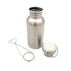 Bushcraft Stainless Steel Water Bottle with Hook - Wide Mouth, Leak-Proof Flask for Camping, Picnic, Hiking