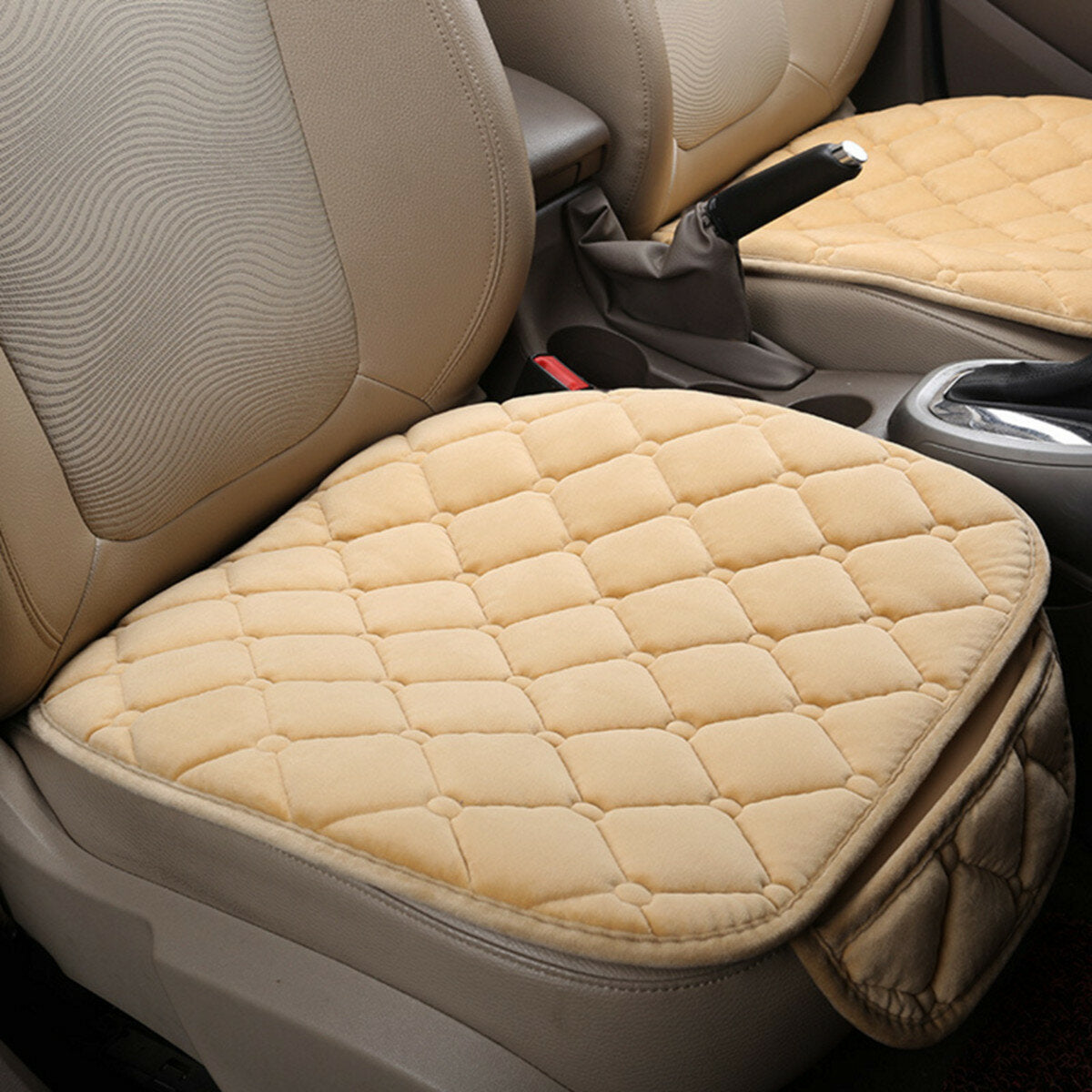 Breathable Plush Car Front Seat Cushion Covers - Four Season Chair Protector Pad Mat