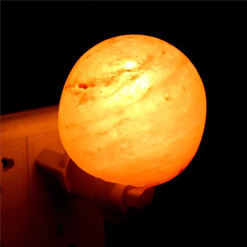 Mini Hand Carved Natural Crystal Himalayan Salt Night Light Wall Lamp - Cute Gift Idea