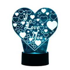 I Love You LED 3D Night Light - Colorful, Remote Control, Touch Sensor, Desktop Lamp