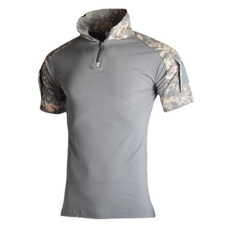 Tactical Camouflage Army Hunting Short Sleeve T-Shirts - Combat Military Hiking Shirts for Men