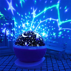 Automatic Rotating Starry Sky Projector Lamp - Star Moon Colorful Diamond USB LED Night Light