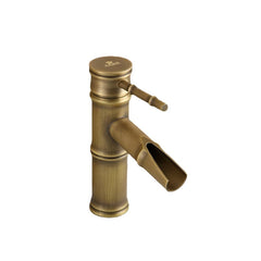 Antique Copper Bamboo Vessel Sink Faucet - Single Handle Deck Mount, Short Spout Bath Tub Mixer Tap