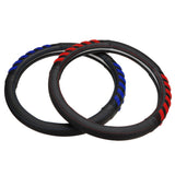 38cm PU Leather Universal Car Steering Wheel Cover - Blue/Red Hand Pad Buffer