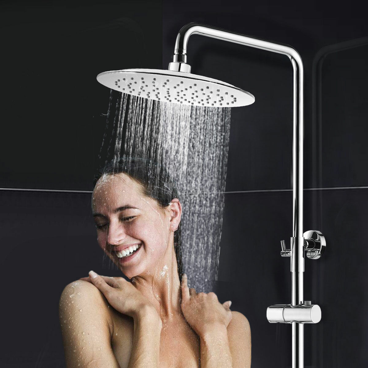 10" Round High Pressure Rainfall Shower Head, 9.6L/min, Self-Cleaning Nozzles